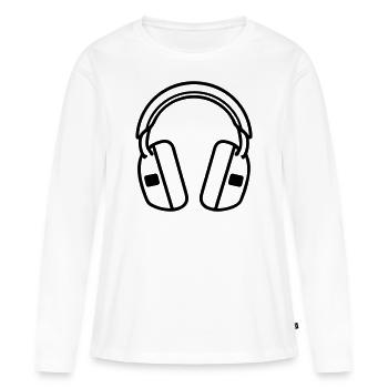 casque audio gaming - T-shirt manches longues Premium bio Femme - blanc - Devant - Julia (174cm)
