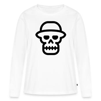 Tête de mort - T-shirt manches longues Premium bio Femme - blanc - Devant - Julia (174cm)