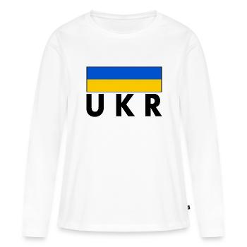 Ukraine - T-shirt manches longues Premium bio Femme - blanc - Devant - Julia (174cm)