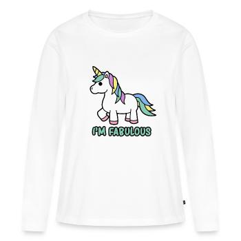 Je suis fabuleuse Licorne - T-shirt manches longues Premium bio Femme - blanc - Devant - Julia (174cm)