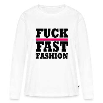 Fuck fast fashion - T-shirt manches longues Premium bio Femme - blanc - Devant - Julia (174cm)