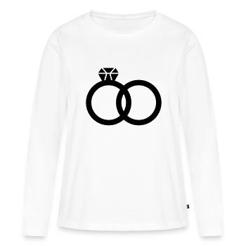 Bagues de mariage Mariage - T-shirt manches longues Premium bio Femme - blanc - Devant - Julia (174cm)