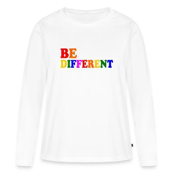 Be different - Frauen Premium Bio Langarmshirt - Weiß - Vorne - Julia (174cm)