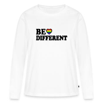 Be different - Frauen Premium Bio Langarmshirt - Weiß - Vorne - Julia (174cm)