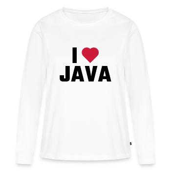 J'aime java - T-shirt manches longues Premium bio Femme - blanc - Devant - Julia (174cm)