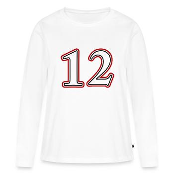 12 Numéro de numéro - T-shirt manches longues Premium bio Femme - blanc - Devant - Julia (174cm)