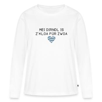 Mei Dirndl is z'kloa für zwoa - Bayern - Frauen Premium Bio Langarmshirt - Weiß - Vorne - Julia (174cm)
