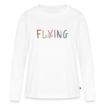 Cadeau pour l’hôtesse de l’air - Cadeau de la fête des mères - T-shirt manches longues Premium bio Femme - blanc - Devant - Julia (174cm)