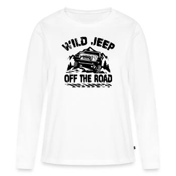 WILD JEEP - T-shirt manches longues Premium bio Femme - blanc - Devant - Julia (174cm)