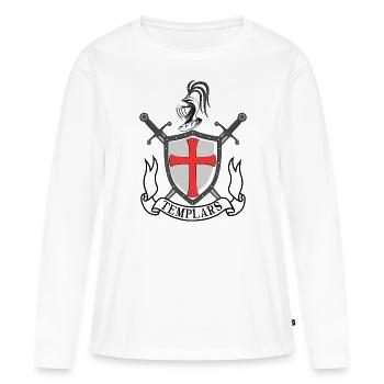Chevalier - T-shirt manches longues Premium bio Femme - blanc - Devant - Julia (174cm)