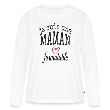 Belle idee cadeau je suis une Maman formidable - T-shirt manches longues Premium bio Femme - blanc - Devant - Julia (174cm)