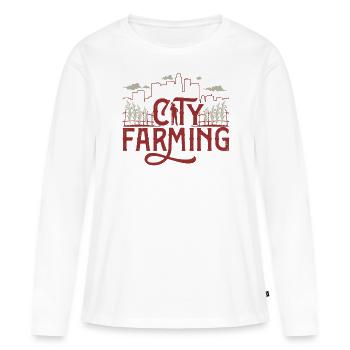 Agriculteur de la ville - T-shirt manches longues Premium bio Femme - blanc - Devant - Julia (174cm)