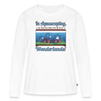 Nous transformons les aquariums en pays des merveilles ! - T-shirt manches longues Premium bio Femme - blanc - Devant - Julia (174cm)