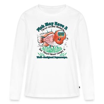 Les poissons peuvent avoir une mémoire de trois secondes - T-shirt manches longues Premium bio Femme - blanc - Devant - Julia (174cm)