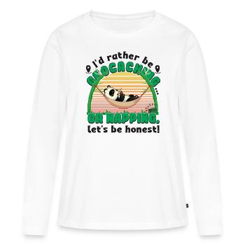 faire du géocaching... ou la sieste, soyons honnêtes ! - T-shirt manches longues Premium bio Femme - blanc - Devant - Julia (174cm)