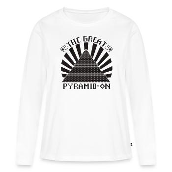 La Grande Pyramide - T-shirt manches longues Premium bio Femme - blanc - Devant - Julia (174cm)