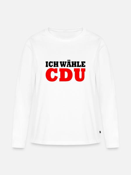 Cdu - Frauen Premium Bio Langarmshirt - Weiß