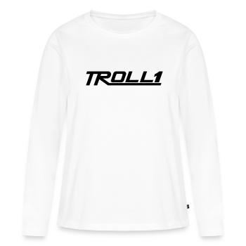 Lettrage de troll - T-shirt manches longues Premium bio Femme - blanc - Devant - Julia (174cm)