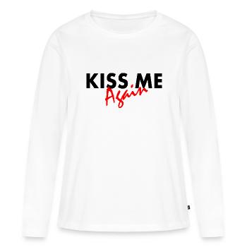 Kiss me again - T-shirt manches longues Premium bio Femme - blanc - Devant - Julia (174cm)