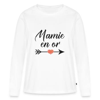 mamie en or cadeau mamie - T-shirt manches longues Premium bio Femme - blanc - Devant - Julia (174cm)