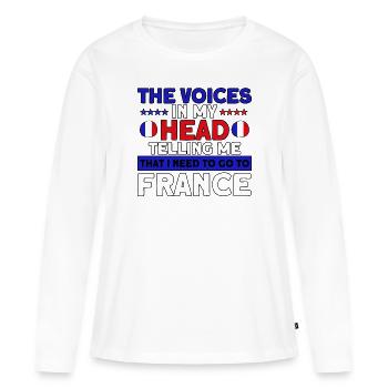 Français Drapeau Français Roots Cadeau - T-shirt manches longues Premium bio Femme - blanc - Devant - Julia (174cm)