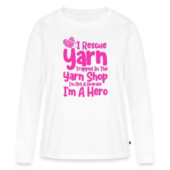 Stricken Stricken Liebhaber Stricken Geschenk - Frauen Premium Bio Langarmshirt - Weiß - Vorne - Julia (174cm)