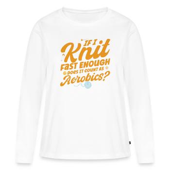 Stricken Lustiger Stricker Stricken Geschenk - Frauen Premium Bio Langarmshirt - Weiß - Vorne - Julia (174cm)