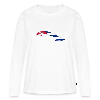 CUBA - T-shirt manches longues Premium bio Femme - blanc - Devant - Julia (174cm)