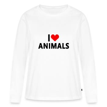 Animaux - J’aime les animaux - T-shirt manches longues Premium bio Femme - blanc - Devant - Julia (174cm)