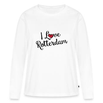 J’adore Rotterdam - T-shirt manches longues Premium bio Femme - blanc - Devant - Julia (174cm)
