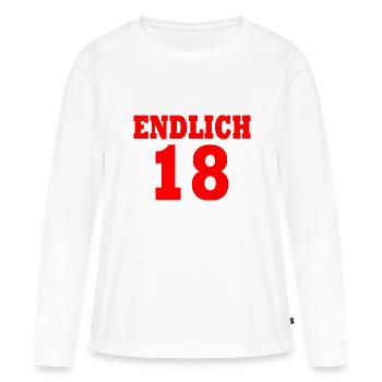 Endlich 18 - Frauen Premium Bio Langarmshirt - Weiß - Vorne - Julia (174cm)
