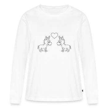 Donkey Comic Couple amour - T-shirt manches longues Premium bio Femme - blanc - Devant - Julia (174cm)