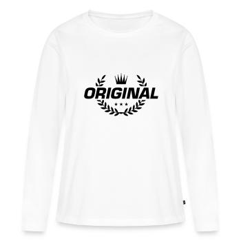 Emblème original - T-shirt manches longues Premium bio Femme - blanc - Devant - Julia (174cm)