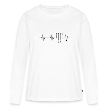 ECG Auto Tuning Cardio Fréquence 5 vitesses - T-shirt manches longues Premium bio Femme - blanc - Devant - Julia (174cm)