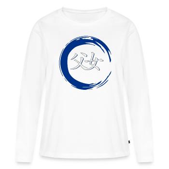 Symbole Père & Fils Caractères chinois - T-shirt manches longues Premium bio Femme - blanc - Devant - Julia (174cm)