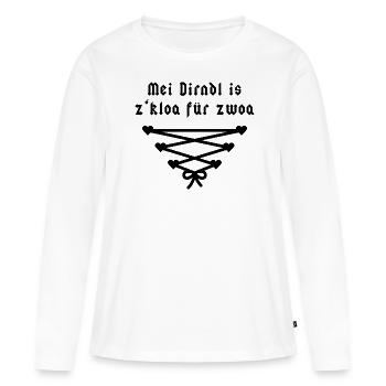 Mei Dirndl is z'kloa für zwoa - Bayern - Frauen Premium Bio Langarmshirt - Weiß - Vorne - Julia (174cm)