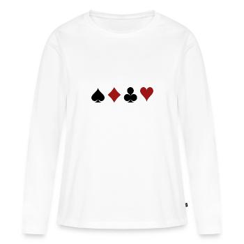 Cartes à jouer - T-shirt manches longues Premium bio Femme - blanc - Devant - Julia (174cm)