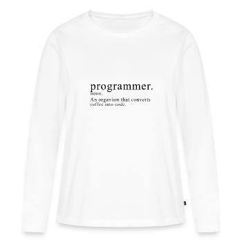 Programmeur - description des mots - T-shirt manches longues Premium bio Femme - blanc - Devant - Julia (174cm)