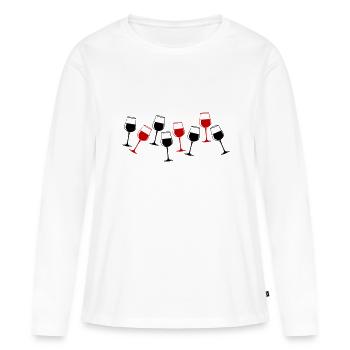 Verre à vin rouge de vin - T-shirt manches longues Premium bio Femme - blanc - Devant - Julia (174cm)