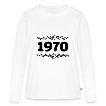 1970 Jahrgang 1970 Retro 1970 Jubiläum 1970 - Frauen Premium Bio Langarmshirt - Weiß - Vorne - Julia (174cm)