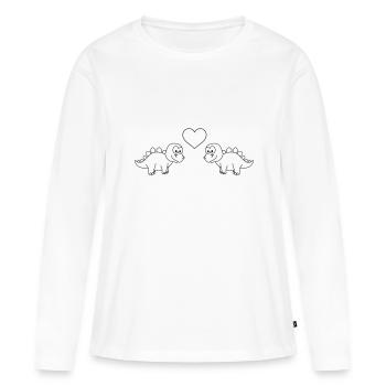 Dinosaure stegosaurus Paire Amour - T-shirt manches longues Premium bio Femme - blanc - Devant - Julia (174cm)