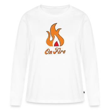On Fire chaleur braise feu (cadeau pour un ami) - T-shirt manches longues Premium bio Femme - blanc - Devant - Julia (174cm)