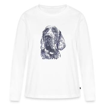 Chien Dogue Allemand gris argent gris clair - T-shirt manches longues Premium bio Femme - blanc - Devant - Julia (174cm)