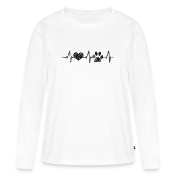 Herzschlag Herzfrequenz Hunde Vierbeiner Pfote - Frauen Premium Bio Langarmshirt - Weiß - Vorne - Julia (174cm)