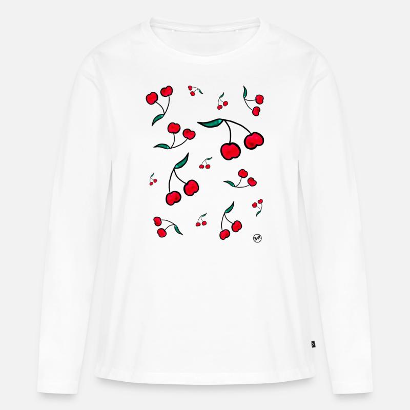 *BAM* be_cherry - Frauen Premium Bio Langarmshirt - Weiß