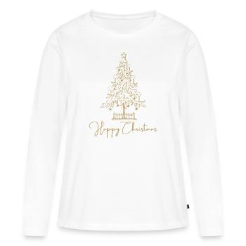 Joyeux Noël joyeux - T-shirt manches longues Premium bio Femme - blanc - Devant - Julia (174cm)