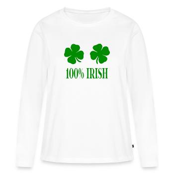 Trèfle 100 % Irish St. Patricks Day Idée cadeau - T-shirt manches longues Premium bio Femme - blanc - Devant - Julia (174cm)