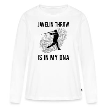 Lance de lance Lance-lance Cadeau - T-shirt manches longues Premium bio Femme - blanc - Devant - Julia (174cm)