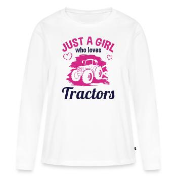 Girl Tractor Trecker Gift Agriculture - Women's Premium Organic Long Sleeve Shirt - white - Front - Julia (174cm)