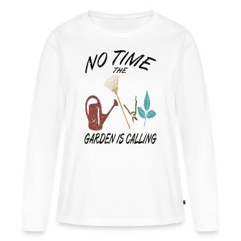 Der Garten Ruft Gärtner Rechen Leidenschaft - Frauen Premium Bio Langarmshirt - Weiß - Vorne - Julia (174cm)